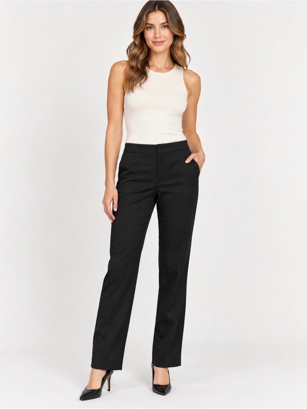 Tory Burch Black Wool Blend Straight Leg Dress Pants Size 4